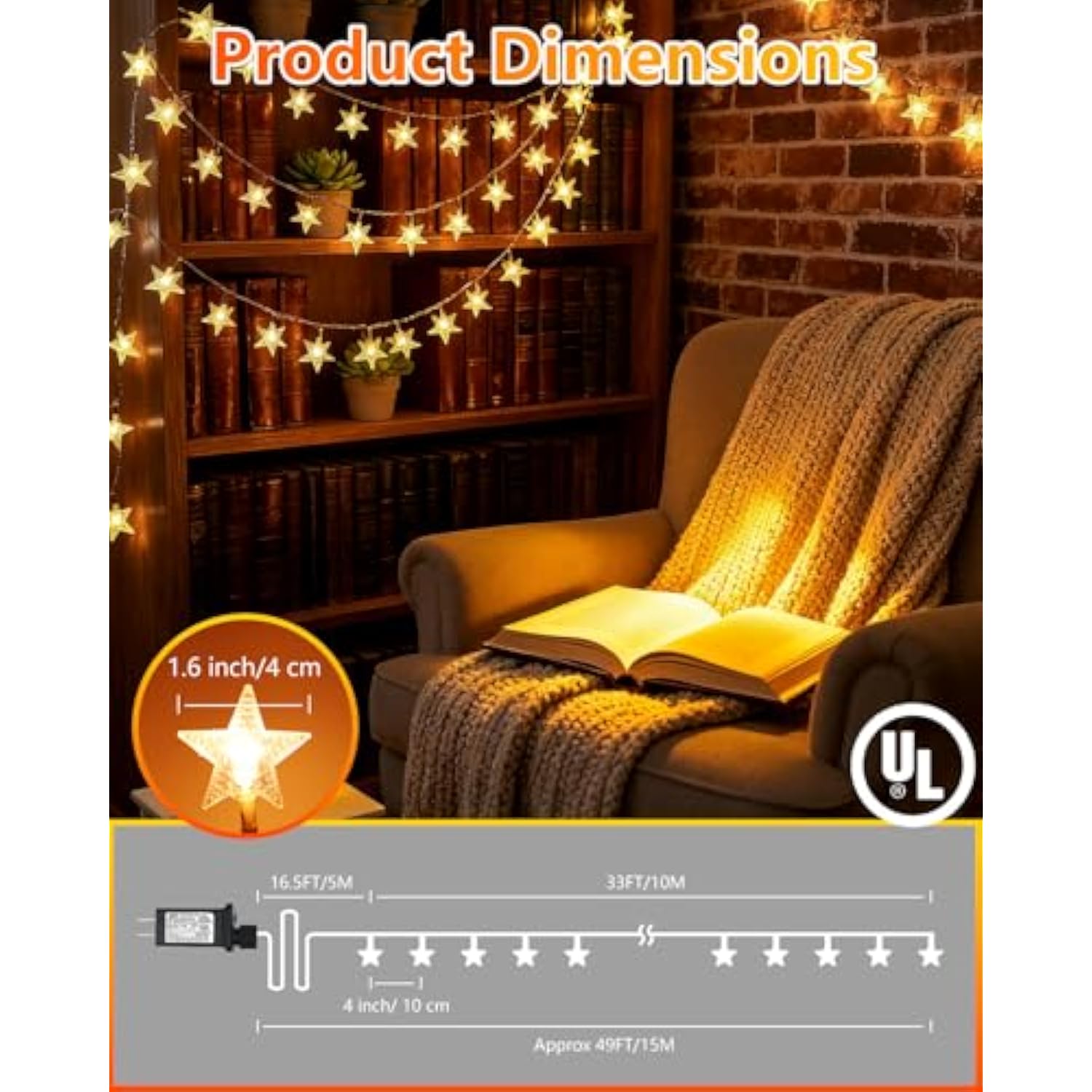 100 Led Star String Lights, 33Ft Plug In Fairy String Lights Waterproof, Extendable For Indoor, Outdoor, Wedding Party,
