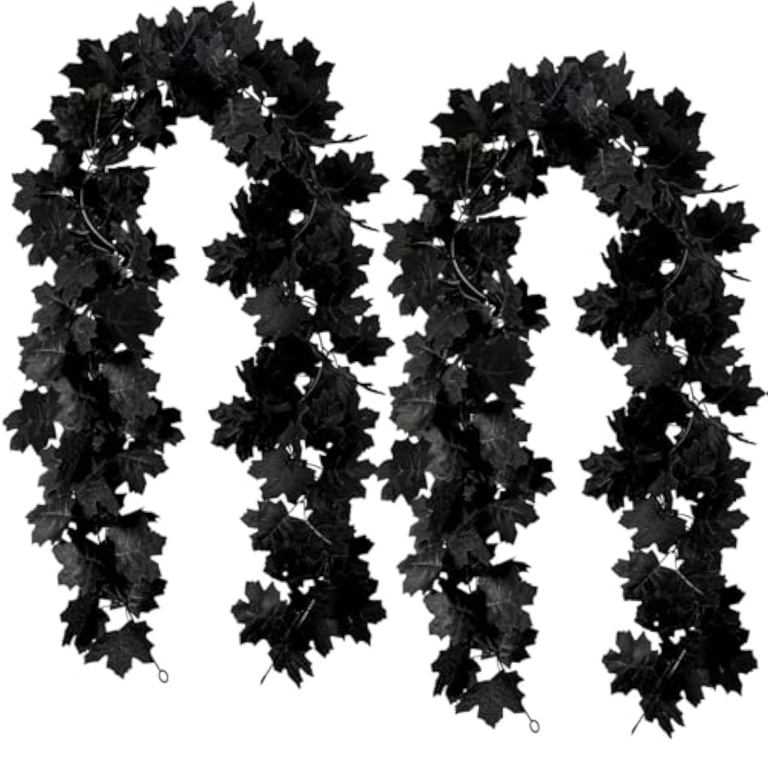 2Pcs Black Maple Leaf Garland - 11.8FT Hanging Fall Leaves for Halloween, Thanksgiving & Party