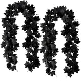 2Pcs Black Maple Leaf Garland - 11.8FT Hanging Fall Leaves for Halloween, Thanksgiving & Party