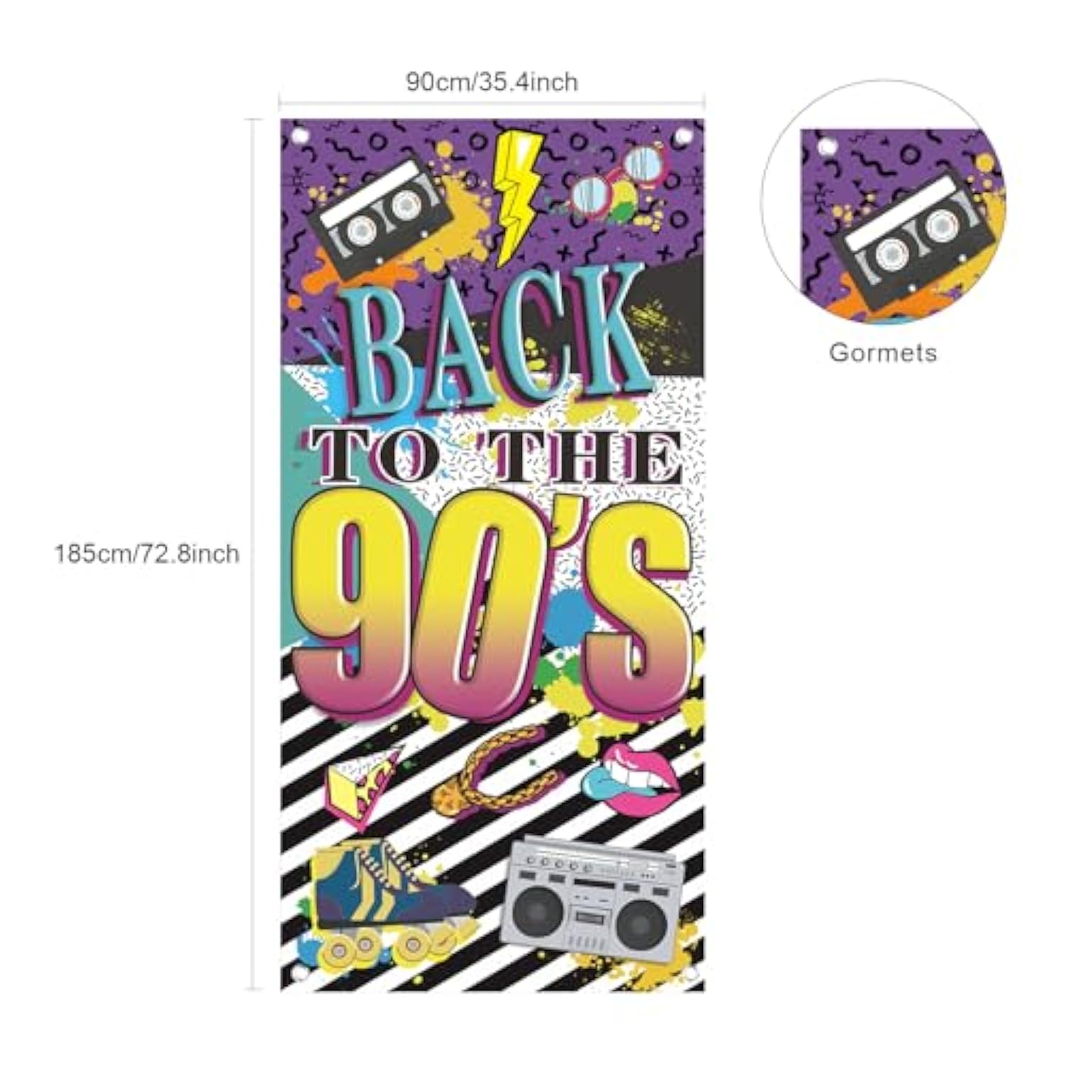 90s Themed Door Banner, Graffiti Backdrop for Hip Hop Party & Photo Booth Decor