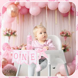 Felt Coquette Pink Bow One High Chair Banner For Girl First Birthday Pink High Chair Banner Sweet One Bow 1St Birthday Decorations