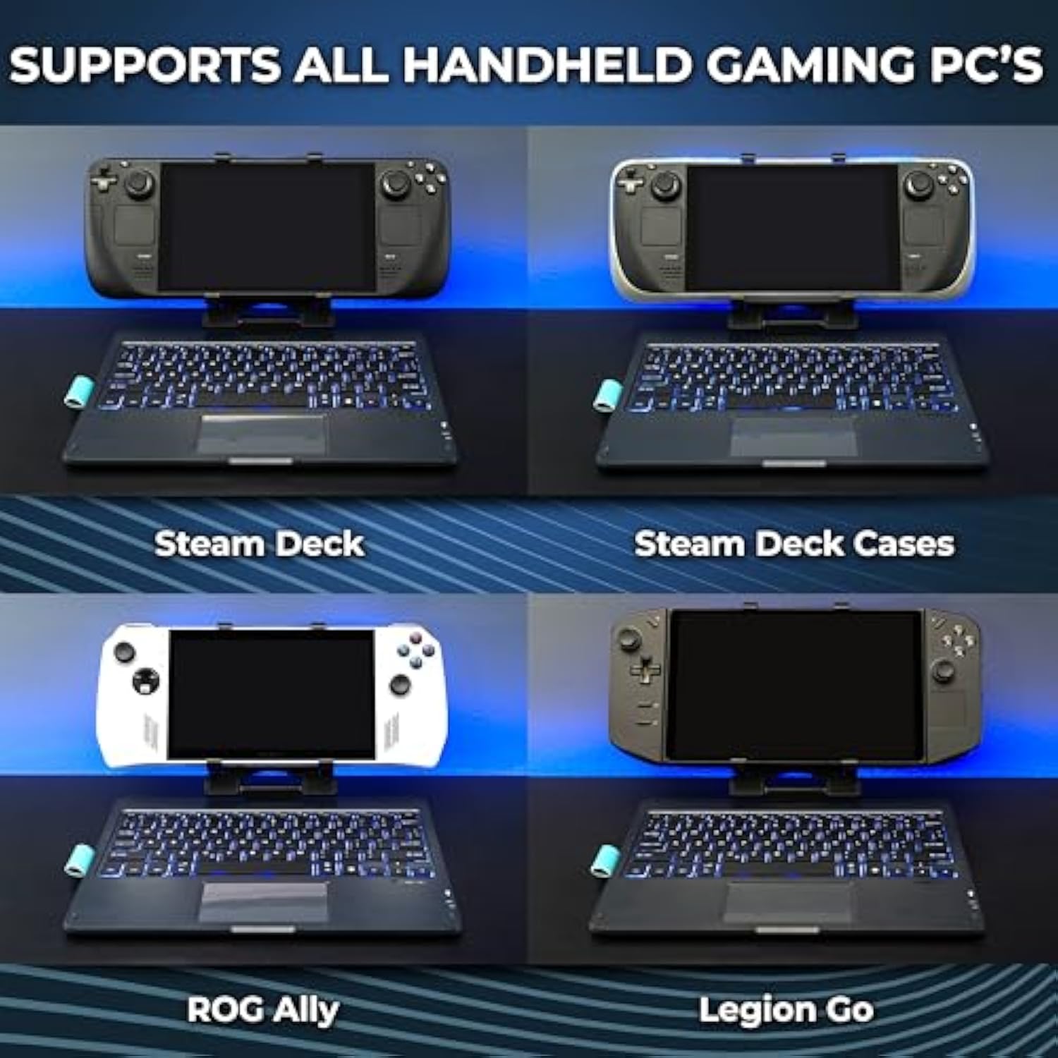 Decktop - Steam Deck Keyboard And Bluetooth Trackpad Mouse With Multicolor Led Laptop Accessory For Valve Linux Pc Gaming Accessories (Steam Deck/Rog Ally)