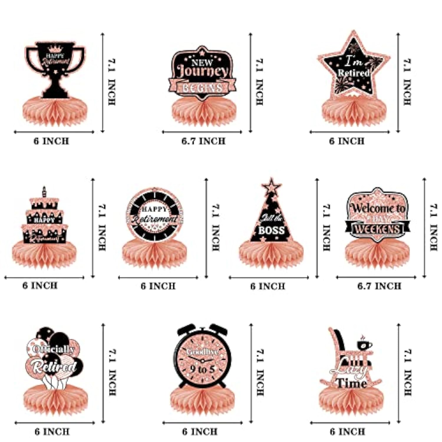 10Pcs Retirement Party Decorations,Retirement Honeycomb Centerpieces R