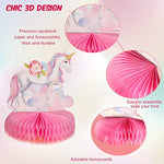 9 Pieces Unicorn Rainbow Honeycomb Centerpiece For Table Decorations Shiny Topper Birthday Party Supplies