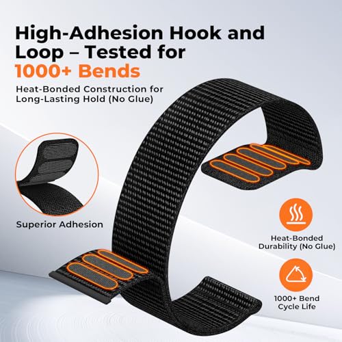 Hook and Loop Nylon Watch Band Compatible with Garmin Fenix 8 47mm/7/6/5, Elastic Soft Nylon Band for Garmin Fenix 8 Pro 47mm/7 Pro/6 Pro/5 Plus/Epix