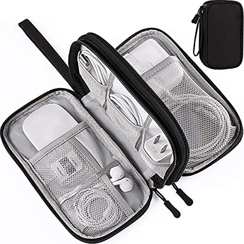 Electronics Accessories Organizer Bag, Portable Tech Gear Phone Accessories Storage Carrying Travel Case Bag For Charger Usb Cables Sd Memory Cards Earphone Flash Hard Drive Black