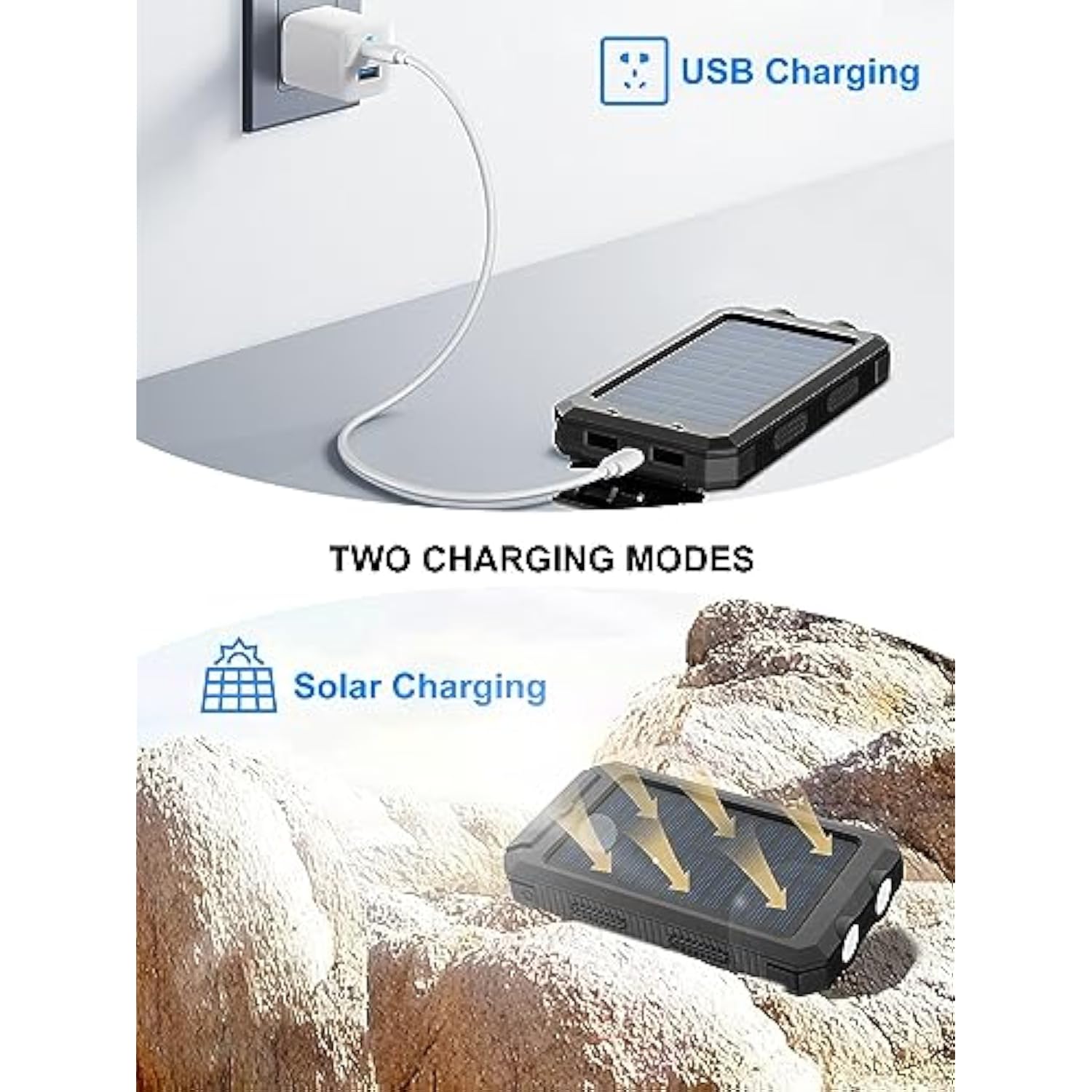 Solar Charger,38800Mah Solar Power Bank, Waterproof External Backup Battery Power Pack With Usb C Input/Output/Led Flashlights Compatible With Iphone, Samsung, Ipad, Suitable For Outdoor, Camping