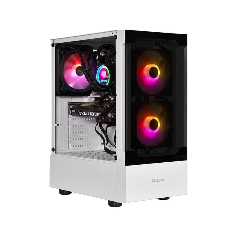 White Rgb Gaming Atx Mid Tower Computer Pc Case With Side Tempered Glass Panel