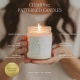 Forever And Always Wedding Candle, Bridal Shower Gift, Scents; Pear, Jasmine, Vanilla, & Bergamot, Romantic Candle, 40 Hours Burn Time, Grey Delft Design 9Oz Clear Jar With Gold Lid