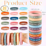 30 Pcs Motivational Quote Silicone Bracelets, Inspirational Rubber Wristbands, Colorful Inspiring Silicone Bracelets For Office Classroom Rewards Gifts Party Favors Supplies