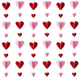 19.7Ft Valentines Day Decorations 3D Heart Garland Paper Hanging Streamers 32 Pcs Red Pink String Red Heart Shape Ornament For Valentines Anniversary Wedding Birthday Party Supplies
