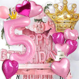 Princess 4Th Birthday Party Decorations, 40 Inch Large Pink Crown 4 Balloon For Girls’ Princess Royal Birthday Decorations, Party Supplies Favors, Anniversaries(Number 4 Foil Mylar Birthday Balloon)