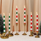 2 Pack Christmas Taper Candles, 10 Inch Unscented Candlesticks With Red And Green Stripe Design For Holiday Table Centerpiece, Fireplace Mantel, Winter Weddings, Advent Wreaths, Seasonal Decor