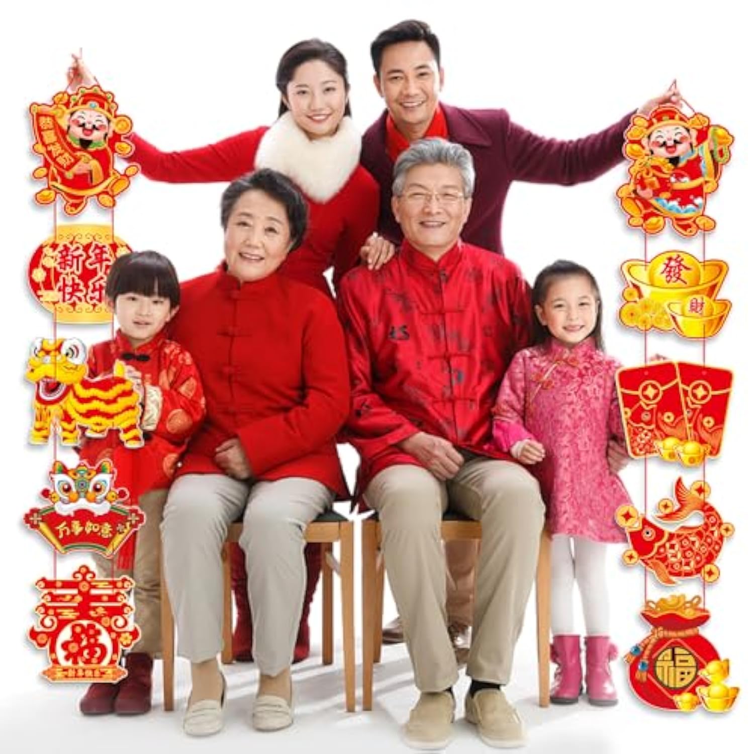 Red Gold Chinese New Year 2026 Banner Year of the Horse Decorations