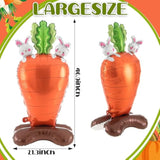 2 Pcs 46.9 Inch Jumbo Easter Balloons Carrot Shaped Foil Balloons With Base Standing For Birthday Party Easter Baby Shower Animal Picnic Cooking Party Decoration
