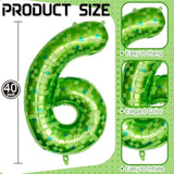 Gaint Green Pixel Number 6 Balloon, Dark Kelly Green Self Inflating 6 Balloons Number, 40 Inch Pixel Foil Six Balloon For Boys Kids 6Th Birthday Party Video Game Forest Golf Patrick'S Day Decorations