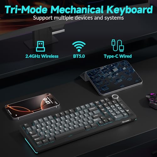 KI99 Pro Wireless Mechanical Keyboard with Quiet Switch, Hot Swappable Pre-Lubed Switches with RGB Backlit, Gasket Structure Computer Gaming Keyboard