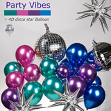 Metallic Balloon Garland Kit 135Pcs Disco Party Decorations With Chrome Blue Red Purple Silver Disco Ball Balloons For 80S 90S Themed Birthday Graduation 2025 Grad Party Eve Decorations