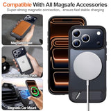 For Iphone 17 Pro Case With Kickstand,[Compatible With Magsafe] [12Ft Military Grade Protection] Slim Translucent Matte Shockproof Phone Case,6.3",Black