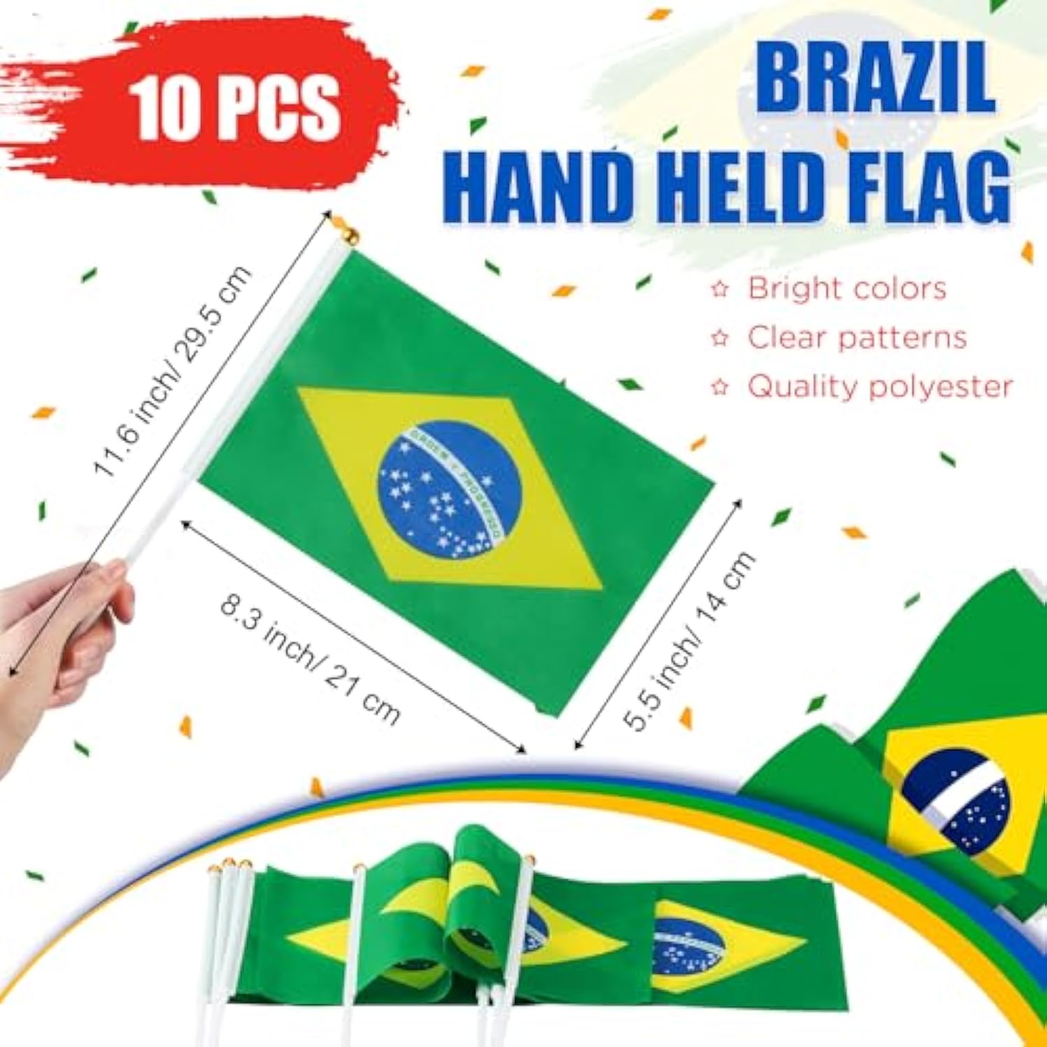 54 Pcs Brazilian String Pennant Banners Brazil Flag Green, Yellow And Blue Latex Balloons With Confetti Balloons Craft Ribbon For Independence Day Patriotic Events Sports Anniversary