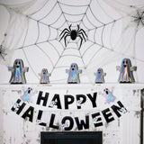 Pre-Strung Handmade Felt Halloween Sign with Iridescent Ghost Banner Decor