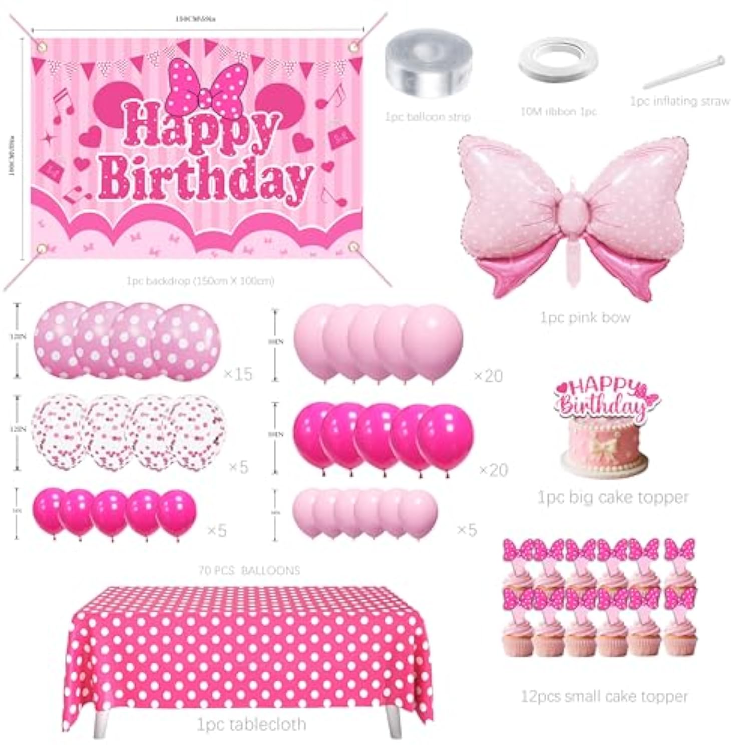 Wildflower Birthday Decorations For Women Girls, Sage Green Dusty Pink Balloon Arch Garland Kit With Floral Happy Birthday Backdrop, 12 Cupcake Toppers, Boho Spring Garden Party Supplies