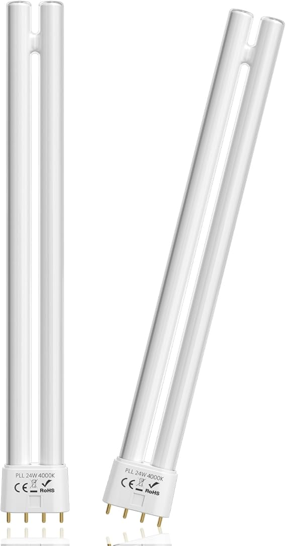 2G11 CFL Light Bulbs 2 Pack 24W 4000K Natural White PL24-C Replacement T5 Double Tube Dimmable