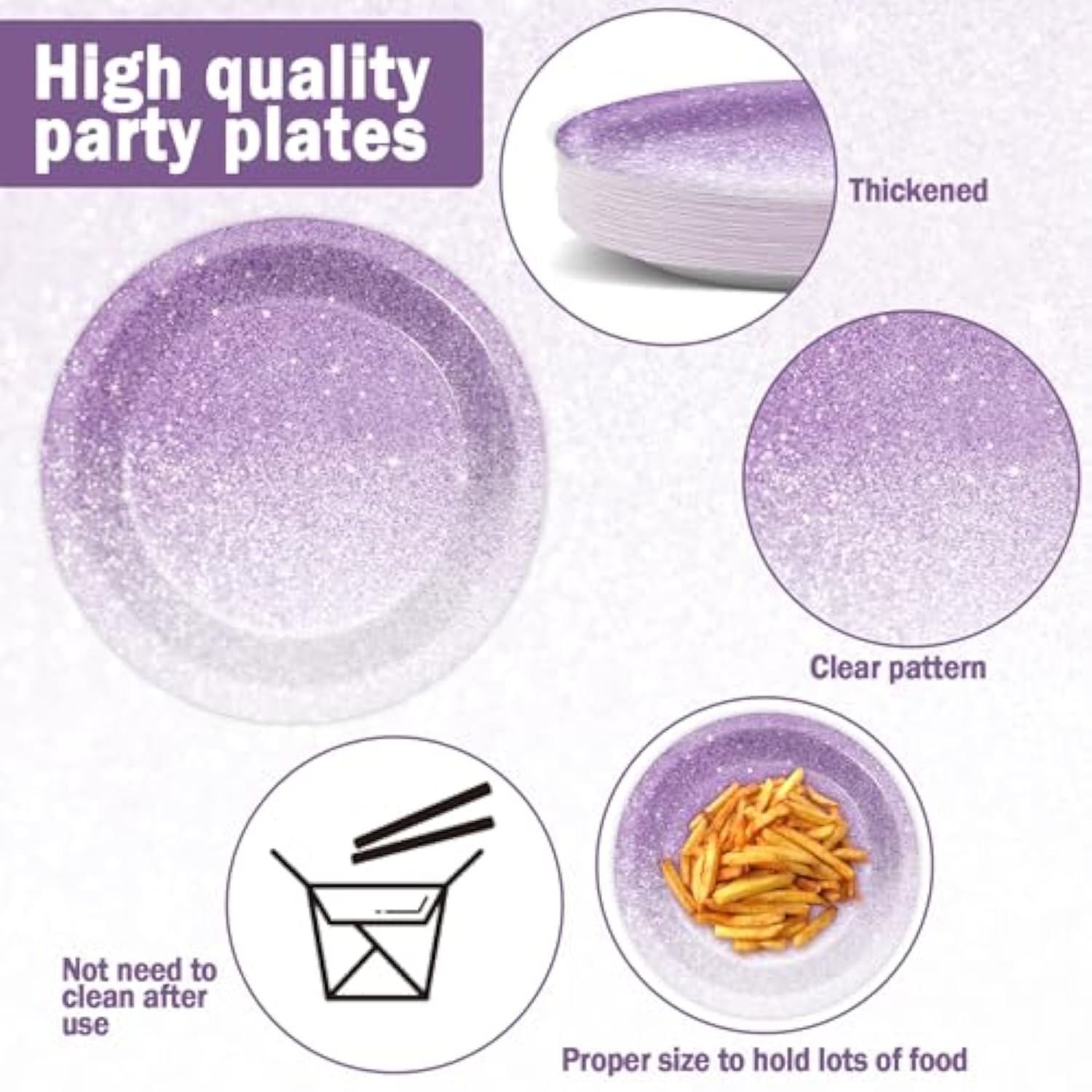 98 Pcs Gradient Pastel Purple Tableware - Plates, Napkins, Tablecloth & Party Decorations - Light Purple Sprinkle Wedding & Birthday Table Cover & Party Favors