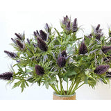 Artificial Flowers Artificial Thistle Spray Eryngo Fake Eryngium Foetidum Simulation Sea Holly For Wedding Bouquet Centerpiece Home Decor (Purple Gray, 3)
