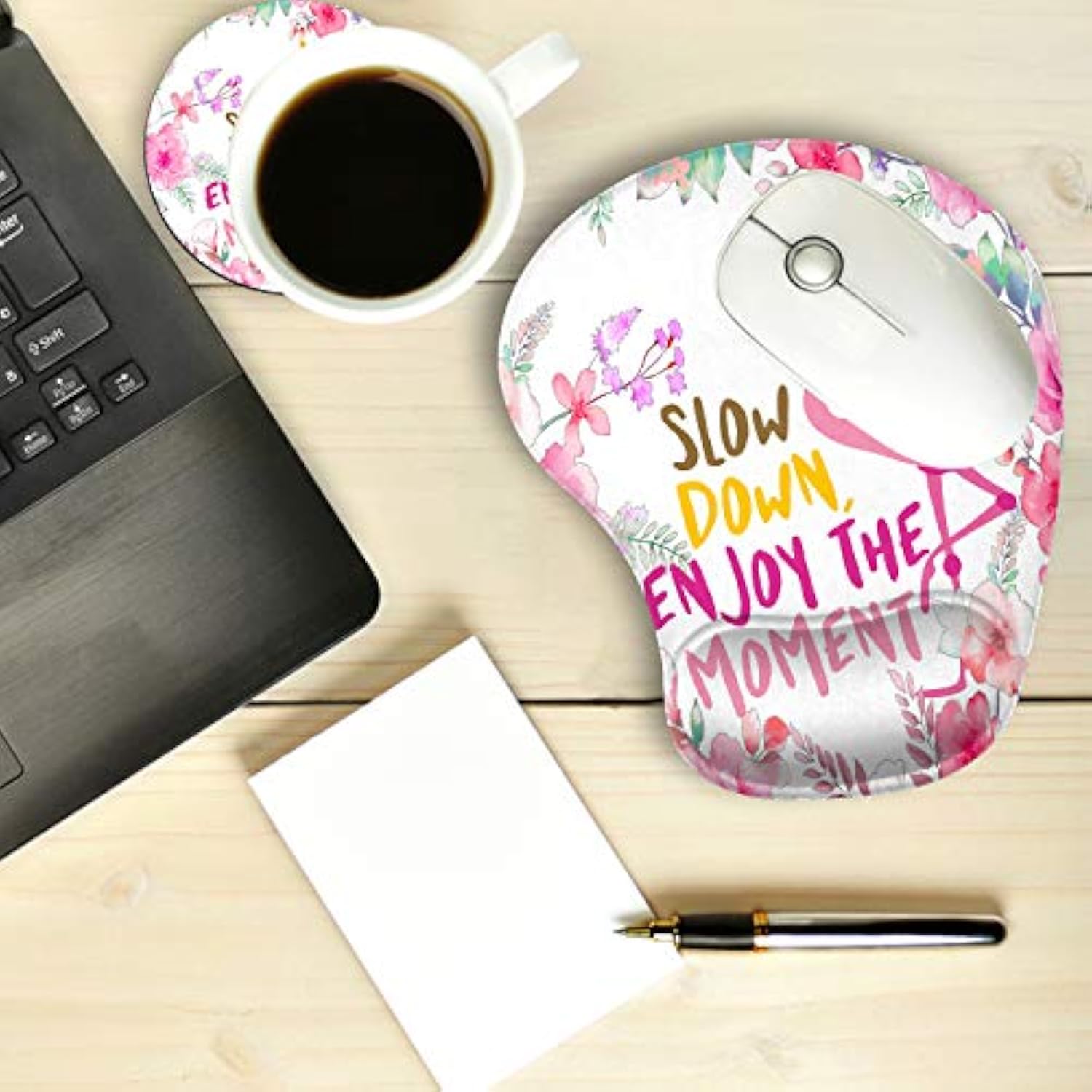 2 Pack Gaming Mouse Pad And Coaster,Ergonomic Mouse Pad With Wrist Support Gel,Non-Slip Pu Base,Easy Typing Pain Relief Effect,Suitable For Office And Home (Cute Sloth And Flamingo)