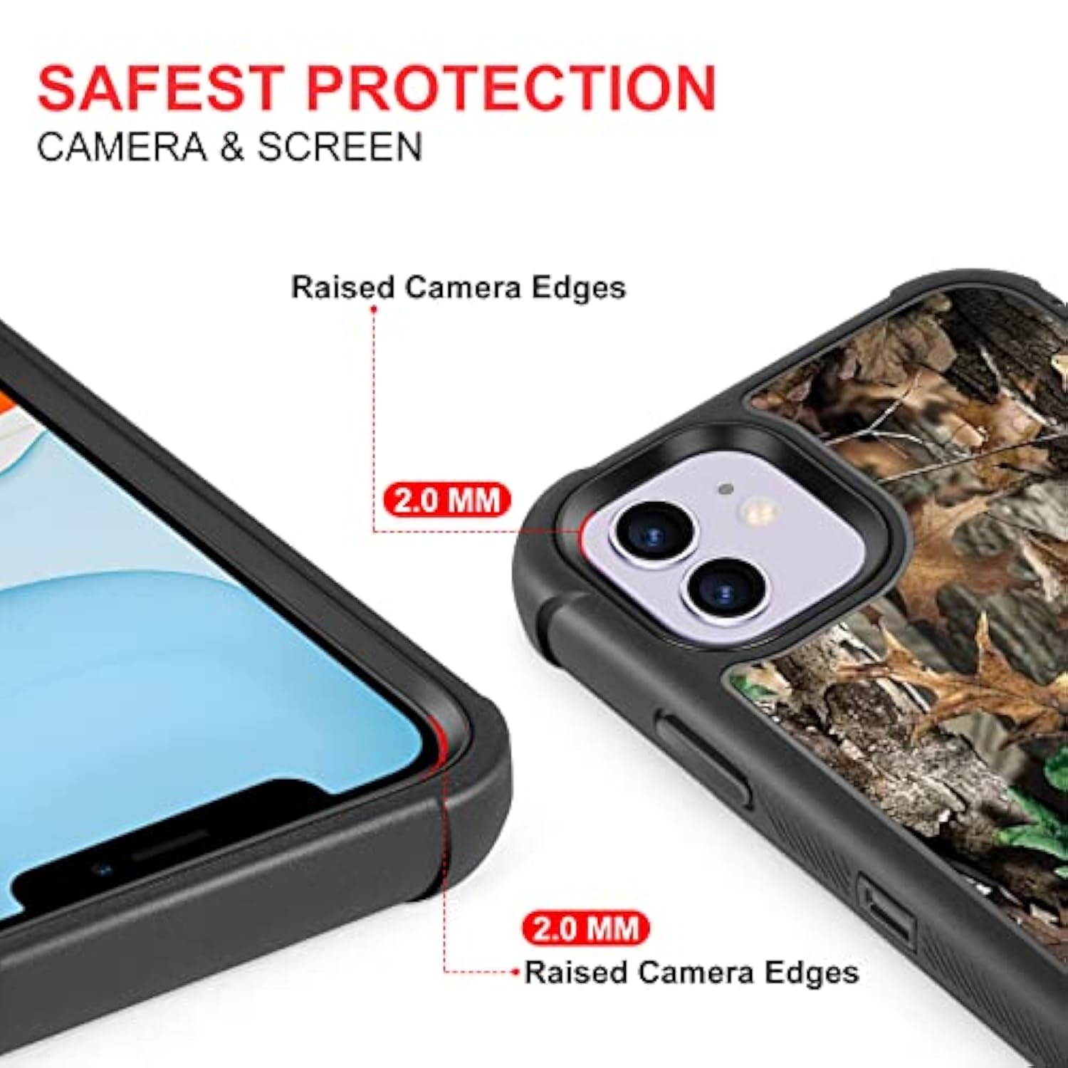 Compatible With Iphone 12 Case Iphone 12 Pro Case Camo Leaf Design For Men Boys, 3-Layer Rugged Shockproof Hard Plastic Bumper +Soft Silicone Rubber Heavy Duty Protection Cover