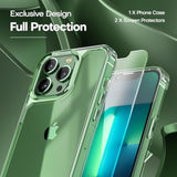 3 In 1 For Iphone 13 Pro Max Case Clear, With 2X Screen Protector, [Not Yellowing][-Grade Drop Protection] Slim Shockproof Phone Case For Iphone 13 Pro Max 6.7 Inch