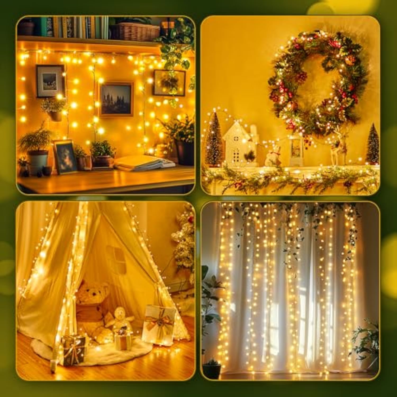 Fairy Lights Battery Operated, 10Ft 120Led Twinkle Firecracker String Lights With 8 Lighting Modes & Timer, Green Wire C