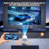 Mini Projector With Wifi And Bluetooth, Portable Projector 4K 1080P Support 5W Sound Base Speaker, 170 Ansi, Android 11, Auto Vertical Keystone Smart Proyector For Home Bedroom Outdoor, Hy300 Ultra
