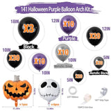 Skull Halloween Balloon Garland Kit: Purple, Black & Pumpkin Party Decor
