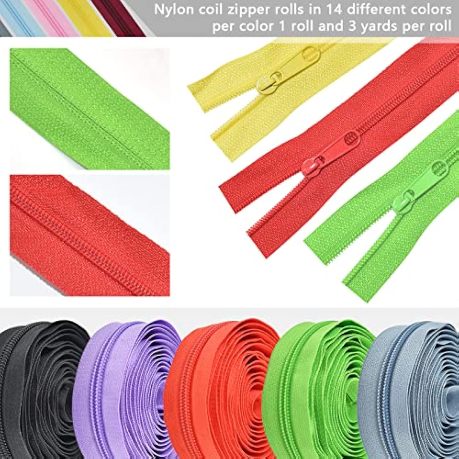 42 Yards #5 Nylon Coil Zippers Kit Sewing Zipper For Diy Sewing Crafts