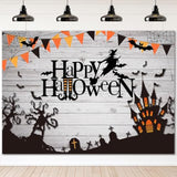 Happy Halloween Backdrop 7x5ft Spider Web Witch Bats Photo Booth Party Decor