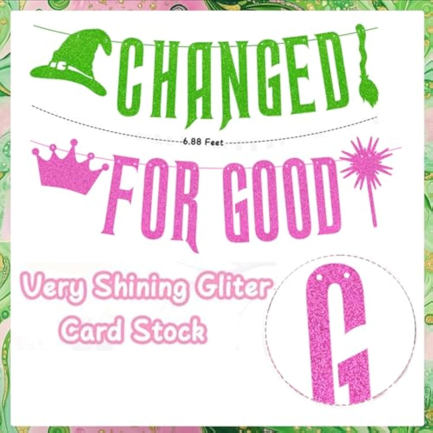 Diy Witch Party Banner Decorations, Glitter Pink & Green Theme Party Banner Supplies, Galentine'S Day Girls Night Ladies Graduation Party Cute Kid Princess Witch Happy Birthday Party Favor