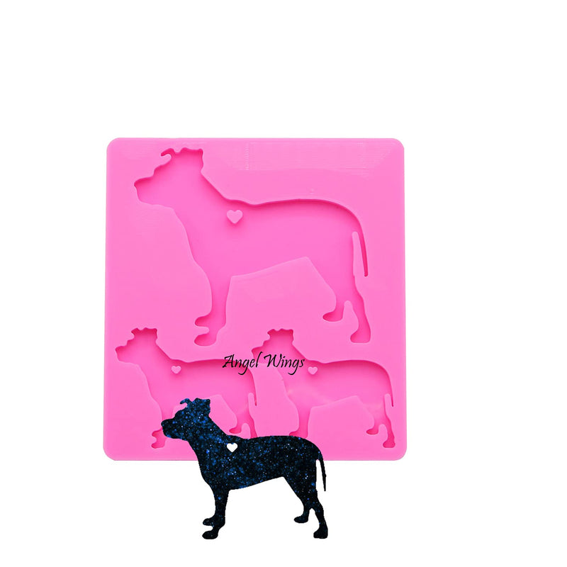 Shiny Glossy Dog Family Silicone Mold Animal Style Keychain Polymer Cl