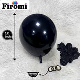 100 Pack 12 Inch Black Metallic Latex Balloons Thick Helium Party Balloons with Ribbons