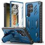 For Samsung Galaxy S23-Ultra Case: Military Grade Drop Proof Protection Mobile Cover With Kickstand | Matte Textured Rugged Shockproof Tpu | Protective Sturdy Phone Case - Blue