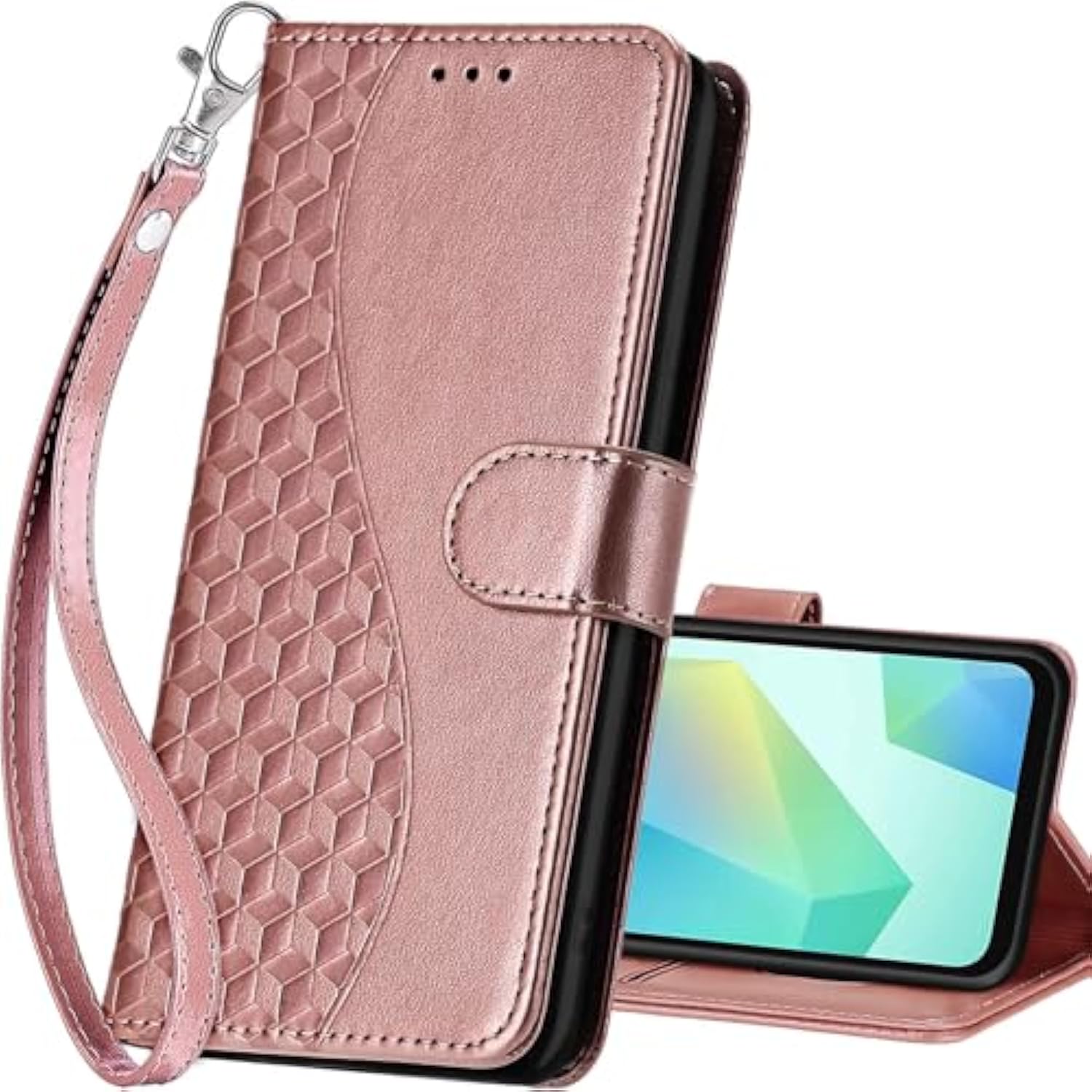 For Samsung Galaxy A16 5G Wallet Case, Flip Folio Cover With Stand Feature For Women Men, Pu Leather Phone Case Fit For Samsung Galaxy A16 5G [Rose Gold]