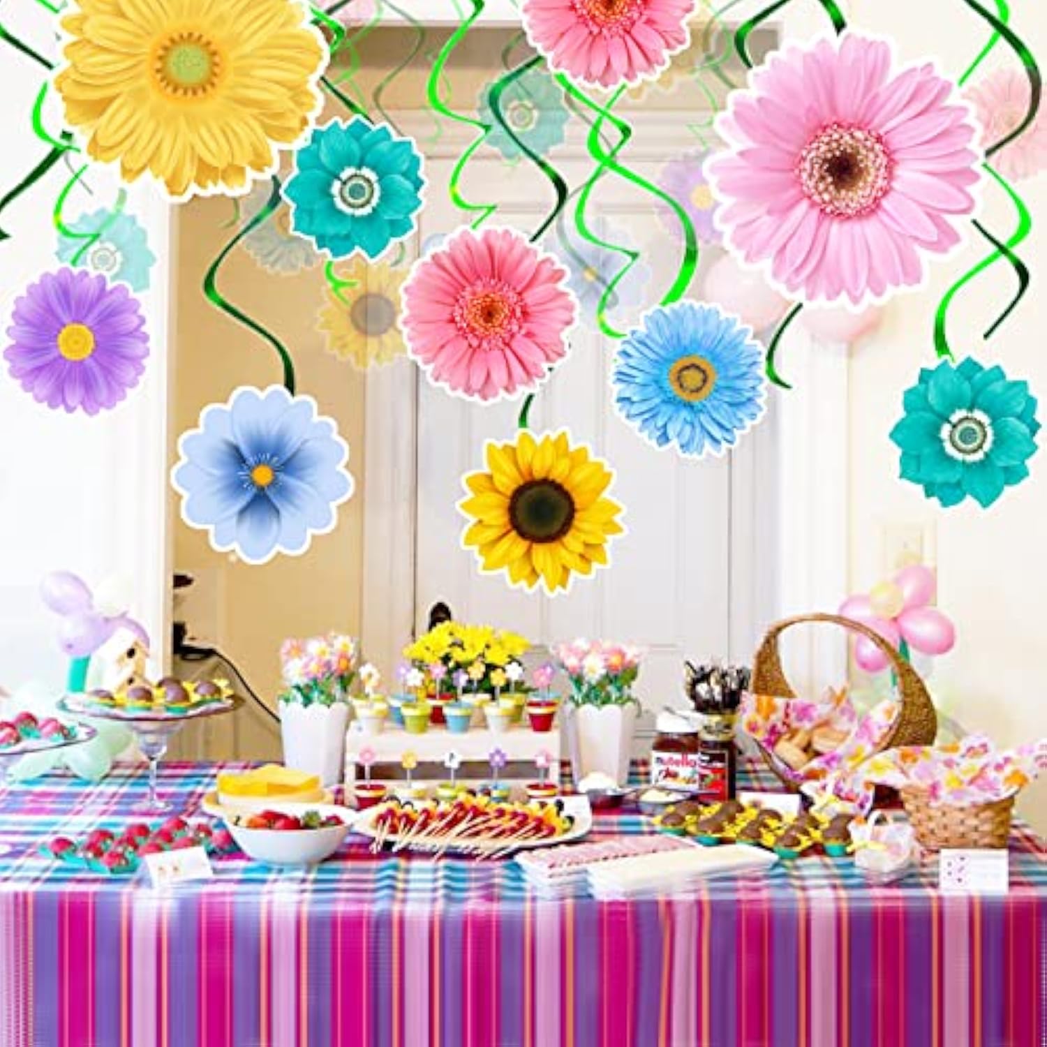 48Pcs Spring Summer Sunflower Hanging Swirl Decorations,Sunflower Baby Shower Decor, Flower Party Decorations For Birthday Autumn Easter Party Classroom Decor