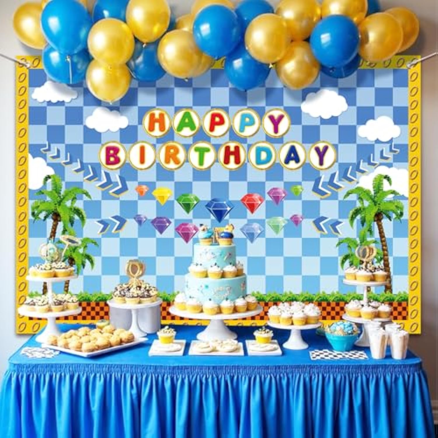 Cartoon Hedgehog Birthday Decor Photo Backdrop & Themed Party Banner