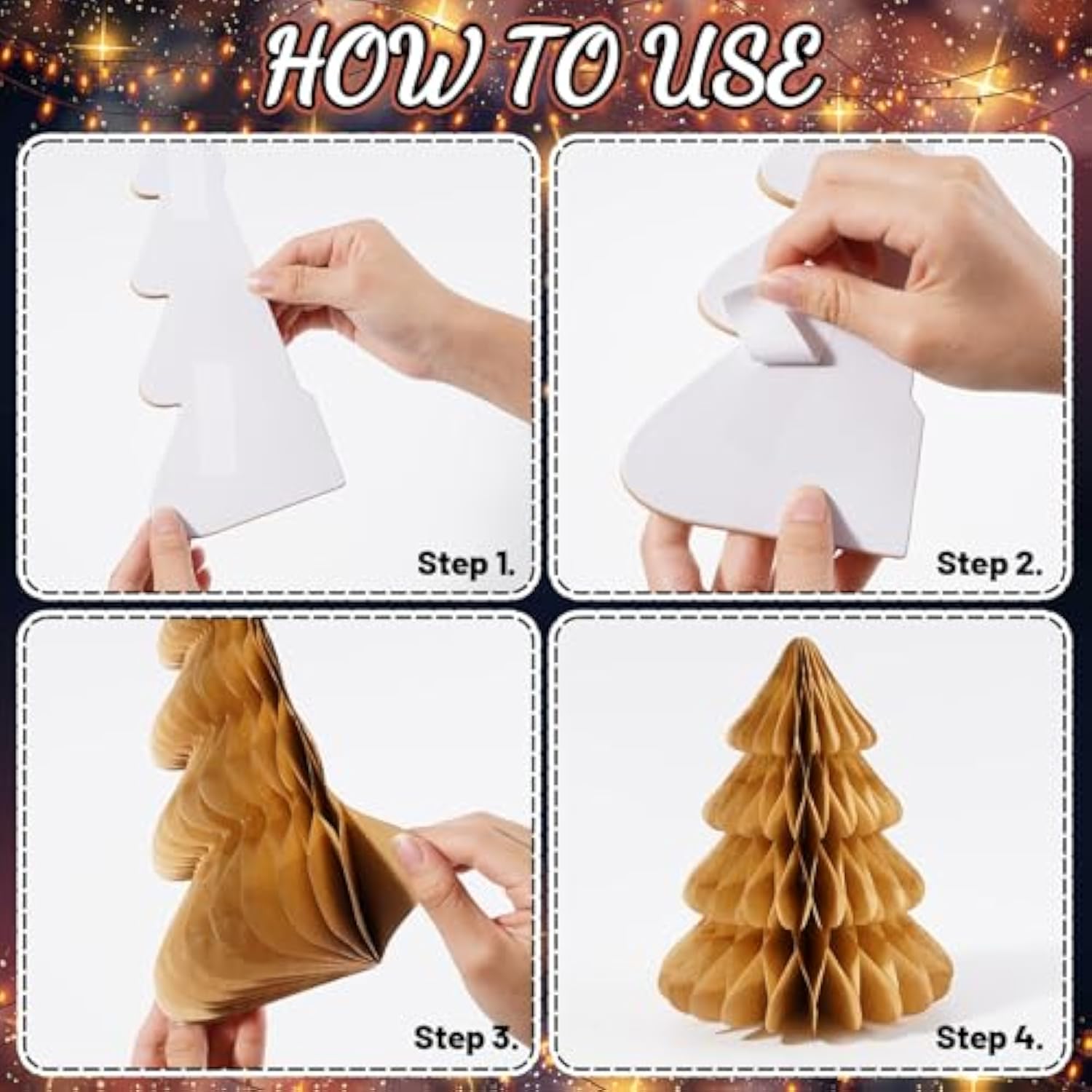 6-Piece 3D Christmas Honeycomb Paper Tree Table Centerpieces for Holiday Decor