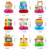 Back To School Table Decorations 9 Pcs, Back To School Honeycomb Centerpiece Table Toppers - Back To School Party Supplies Perfect For Classroom Decorations And School Events