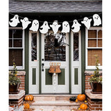 2 Pack Glitter Halloween Hanging Ghost Banner White Garland Haunted House Decor