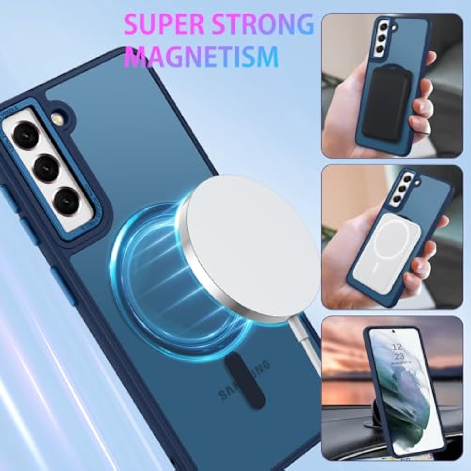 For Samsung Galaxy S21 Case Magnetic[Compatible With Magsafe], Translucent Matte Back Anti-Scratch Full Protective Cover Shockproof Phone Cases For Galaxy S21 6.2", Deep Blue