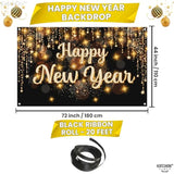 XL Happy New Year 2026 Banner 72x44in Backdrop Party Decorations