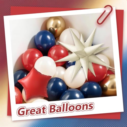 143pcs Red White and Blue Balloon Arch Kit White Navy Blue Red Balloons